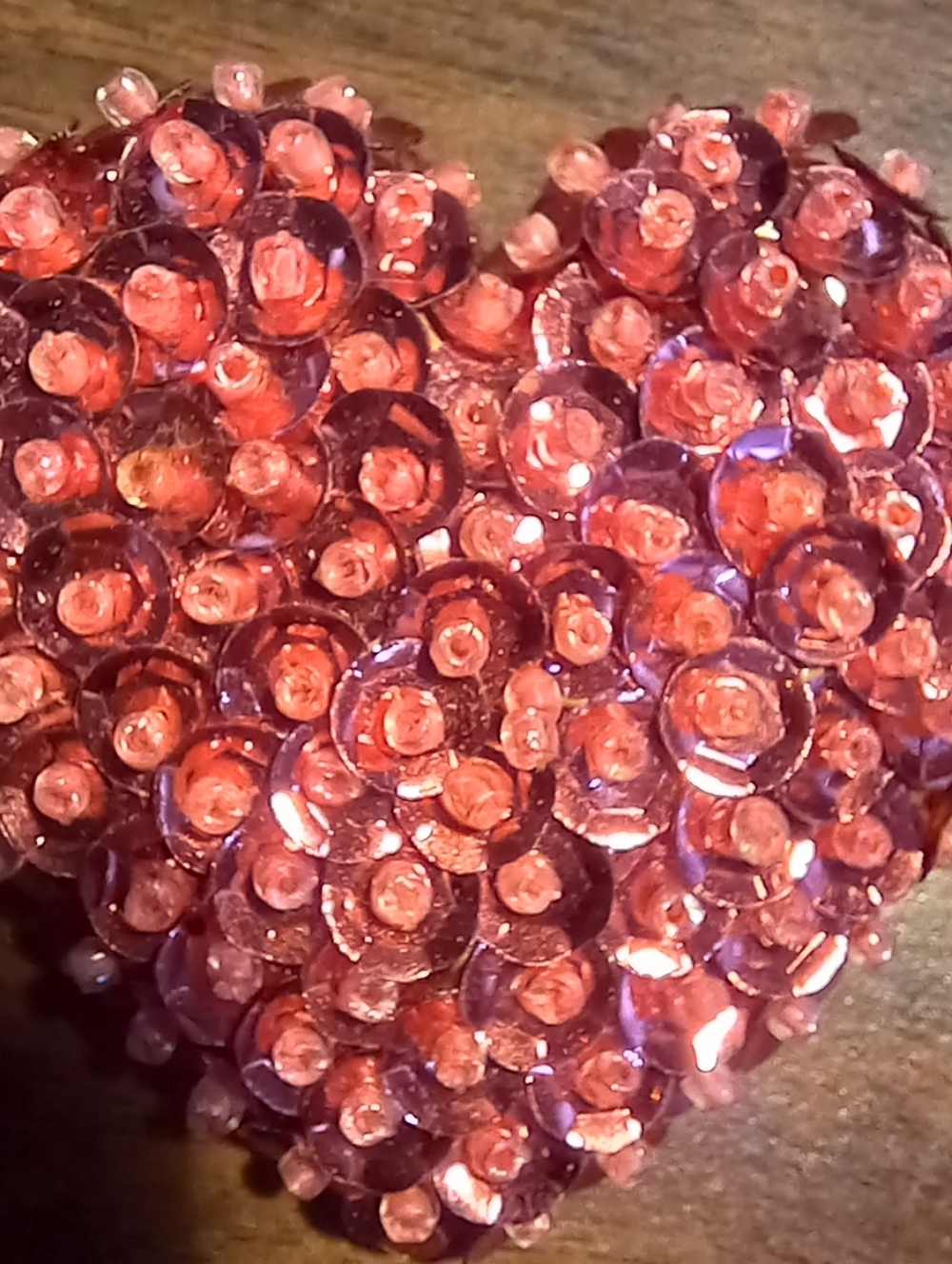 Signed Pink Heart Sequin Brooch / PIN